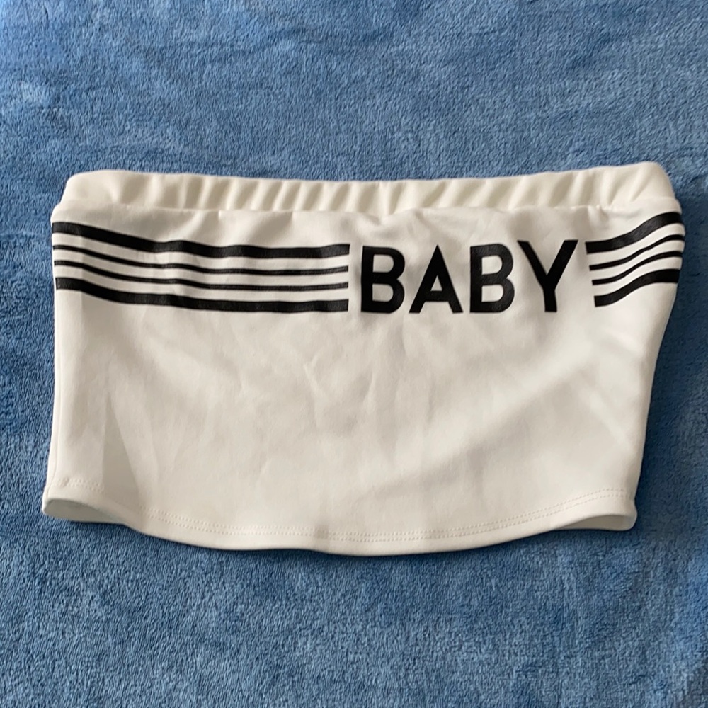 Fashion Nova WhiteTube top says “Baby” OS - Picture 1 of 4